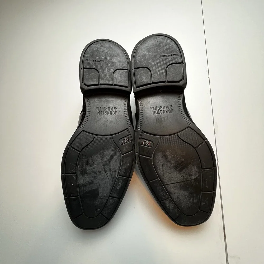 JOHNSTON & MURPHY XC4 BLACK SHEEPSKIN SLIP-ON LOAFERS SZ 10.5 M WATERPROOF